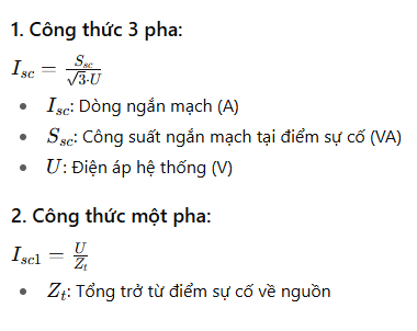Cách tính dòng cắt ngắn mạch